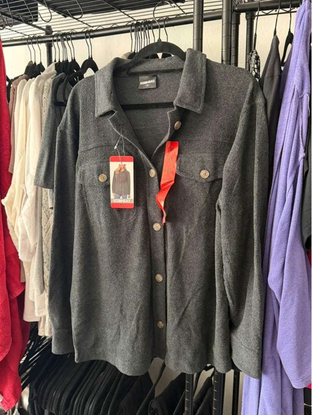 NWT 32 Degrees HEAT Women’s Charcoal Fleece Shirt Jacket Shacket - Size Medium
